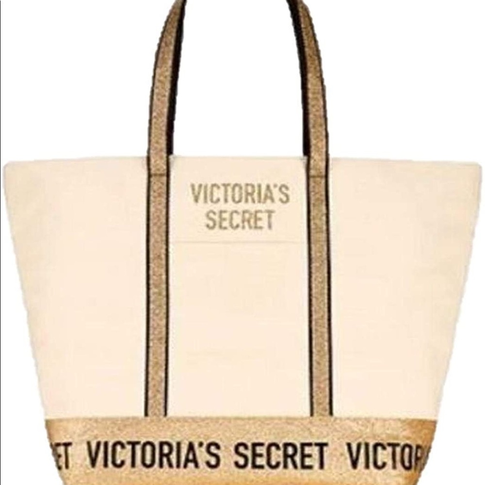 Victoria's Secret beige and gold tote bag